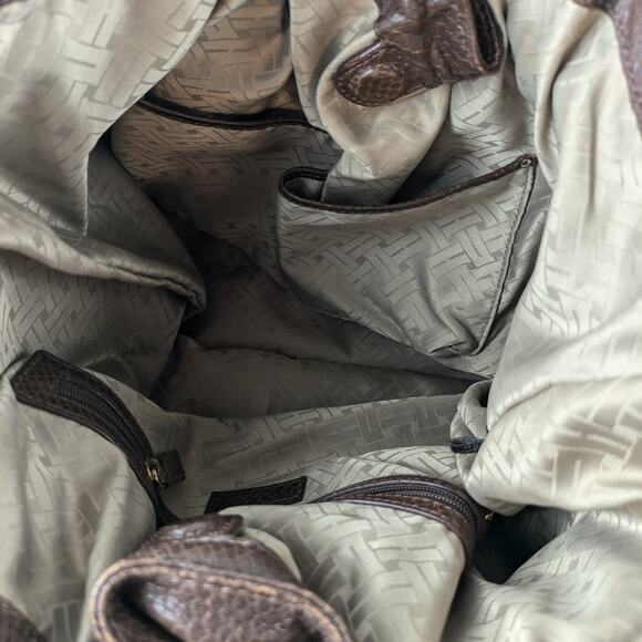 Cole Haan Brown Leather Purse Womens Drawstring Hobo Satchel Handbag Damaged - Picture 7 of 16